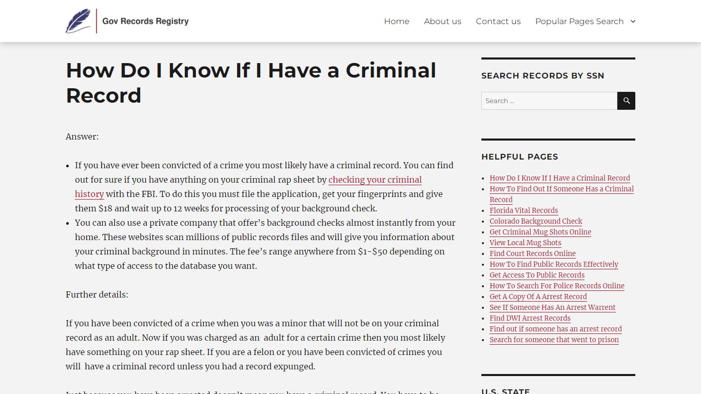 How Do I Know If I Have a Criminal Record - GovRecordsRegistry.org